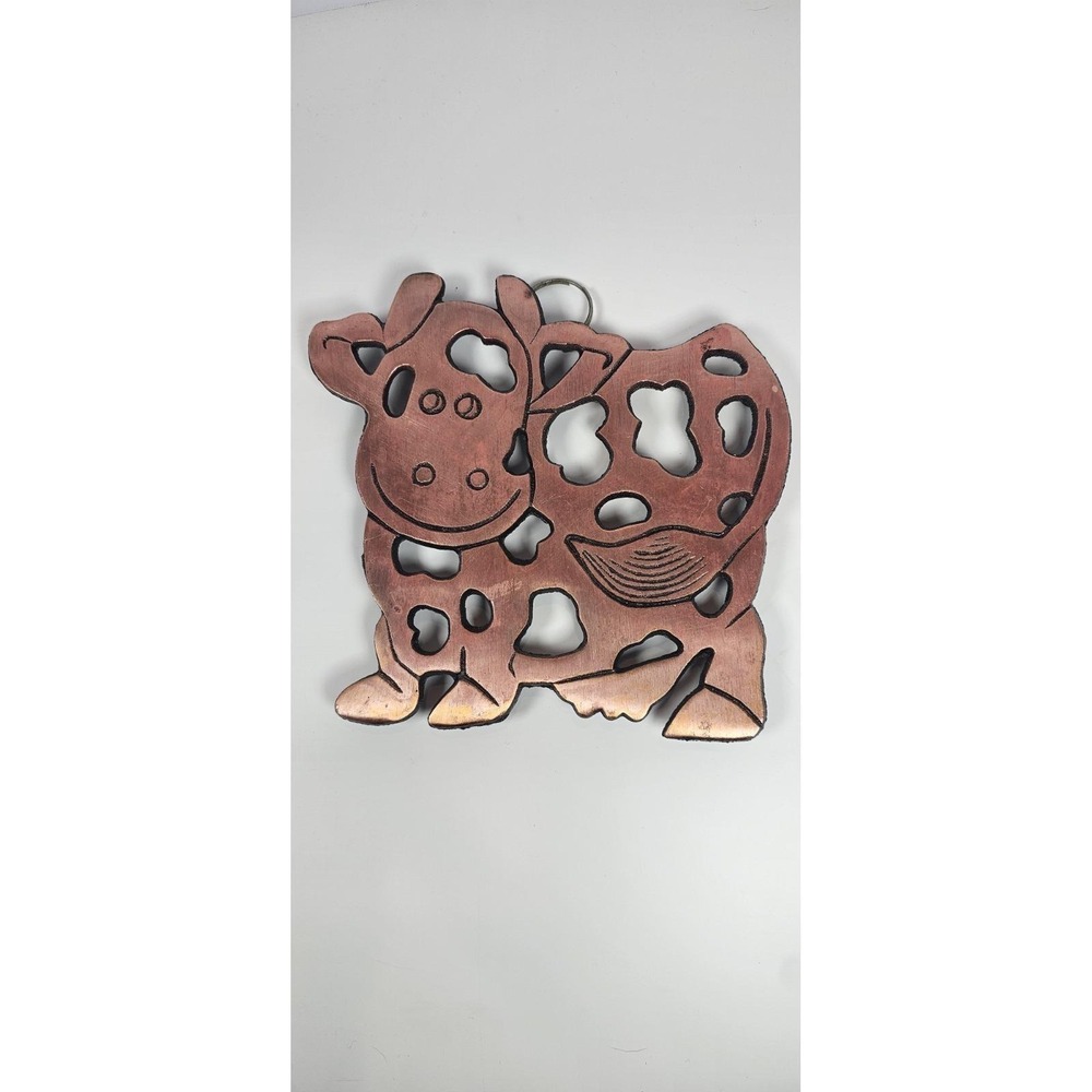 1999 ODI Coppertone 6" X 8" Cast Iron Cow Figurine Trivit Wall Hanging